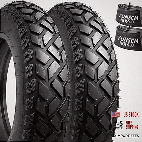 2-PCS 16 inch Heavy Duty 16x4.0 Fat E-Bike Tires and 2-PCS 16X4 Fat Bike Tubes